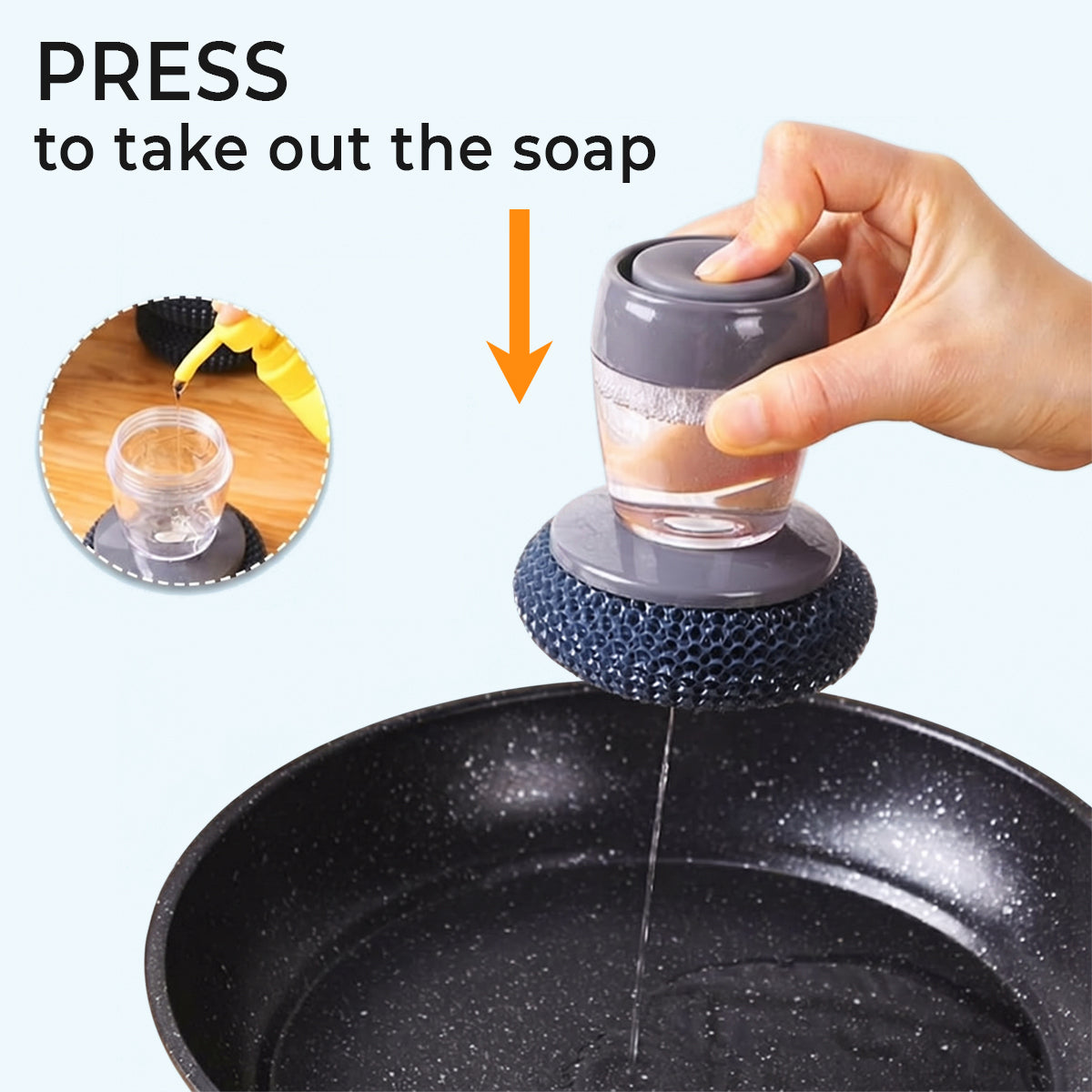 Soap Dispensing Steel Wool Dish Brush