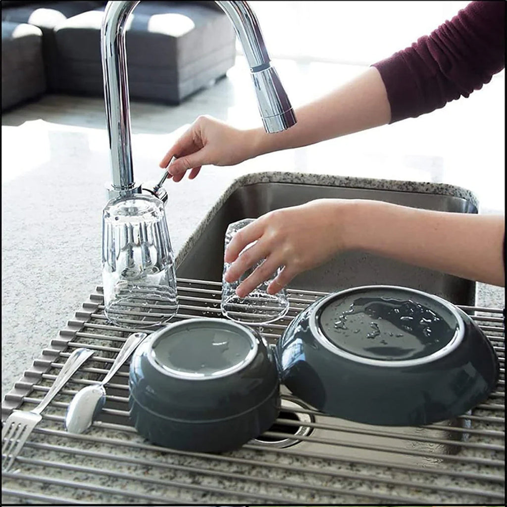 Roll Up Dish Drying Rack Over Sink