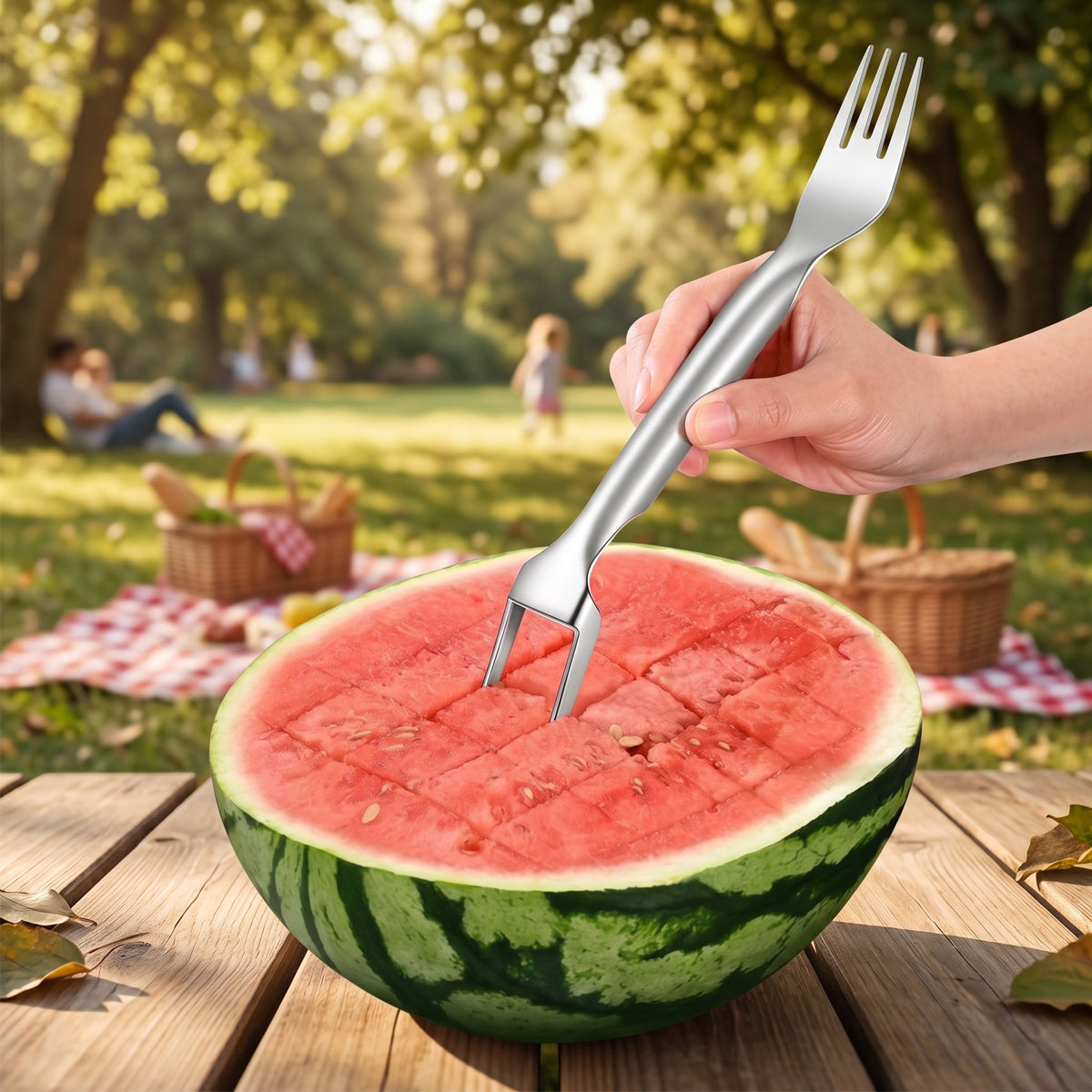 Stainless Steel 2-in-1 Watermelon Slicer & Fork