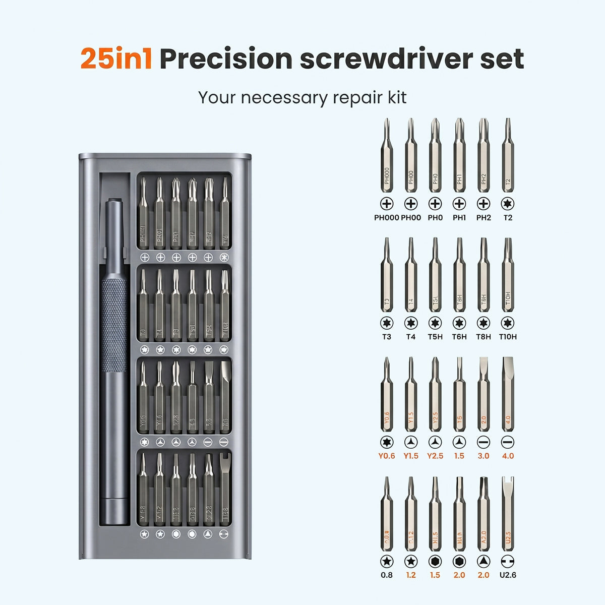25-in-1 Magnetic Precision Screwdriver Set