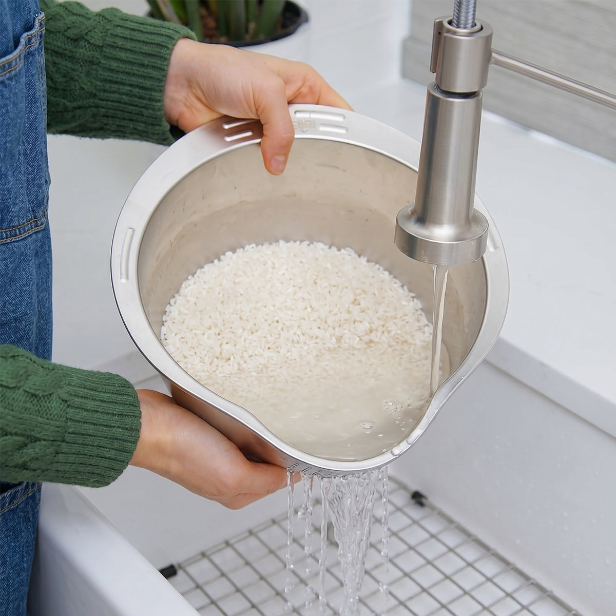 Stainless Steel Rice Washer & Strainer Bowl