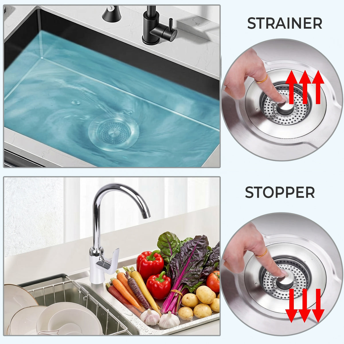3-in-1 Stainless Steel Sink Drain Strainer