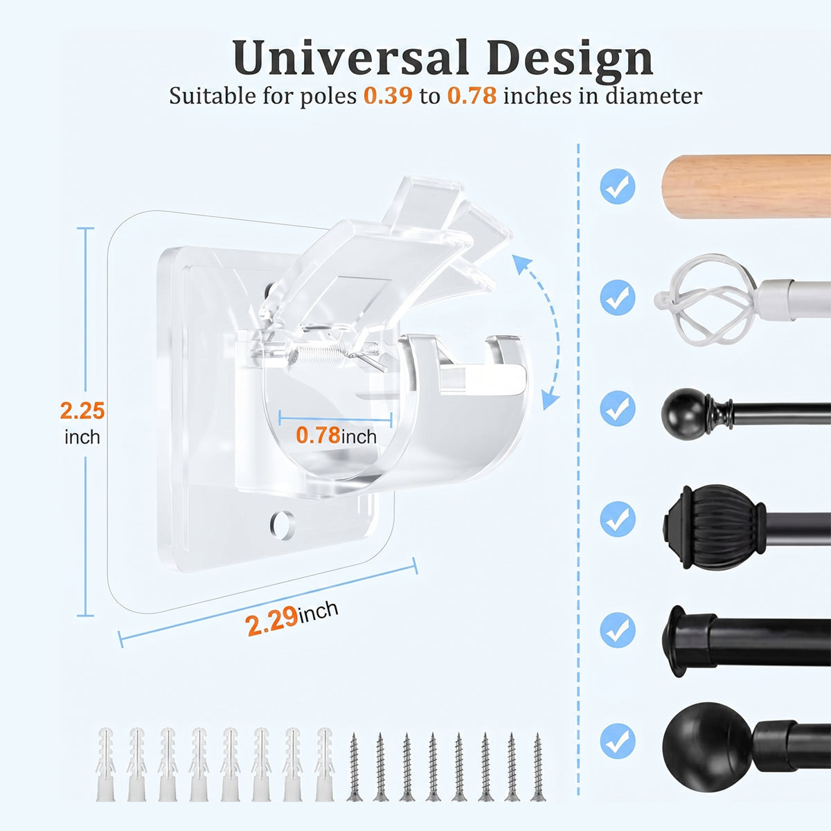 Curtain Rod Brackets with Clips