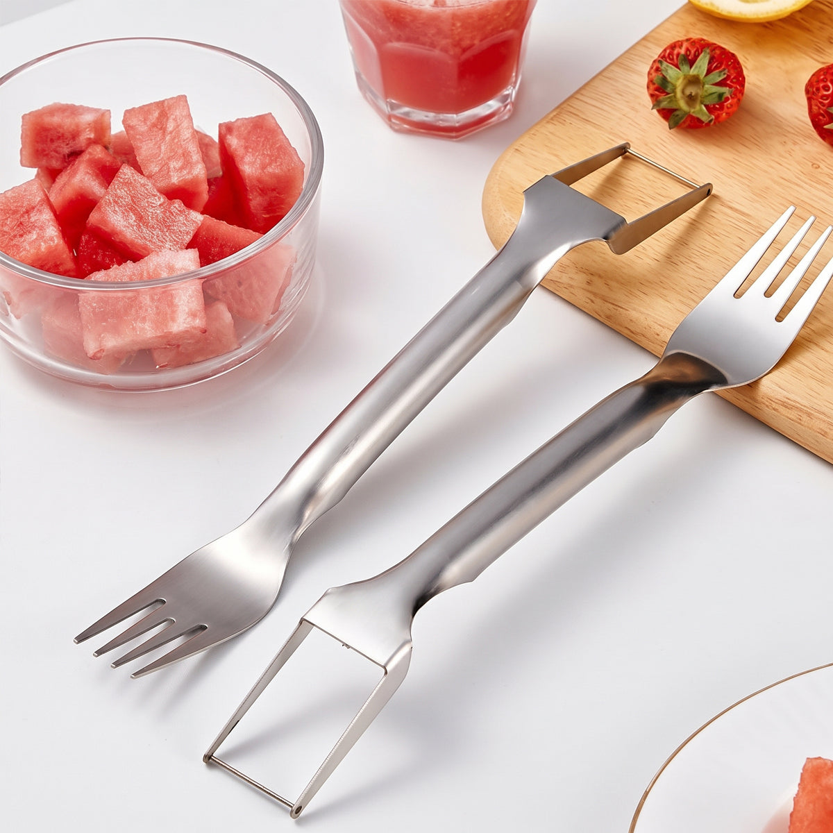 Stainless Steel 2-in-1 Watermelon Slicer & Fork