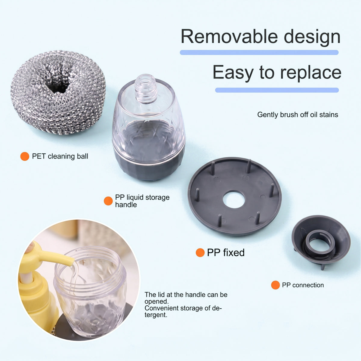 Soap Dispensing Steel Wool Dish Brush