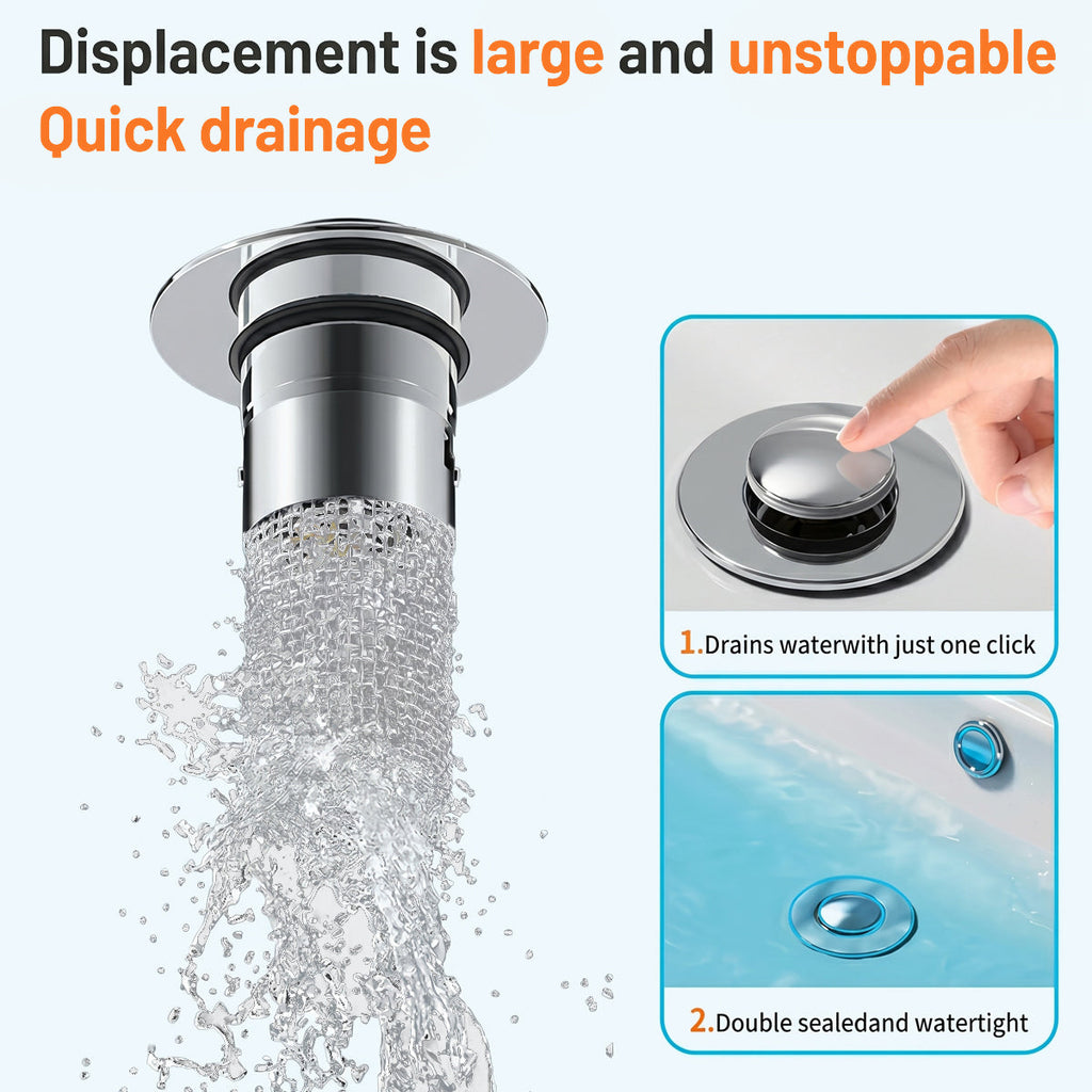 Pop-Up Drain Filter with Removable Hair Catcher Basket