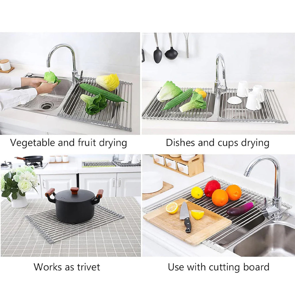 Roll Up Dish Drying Rack Over Sink
