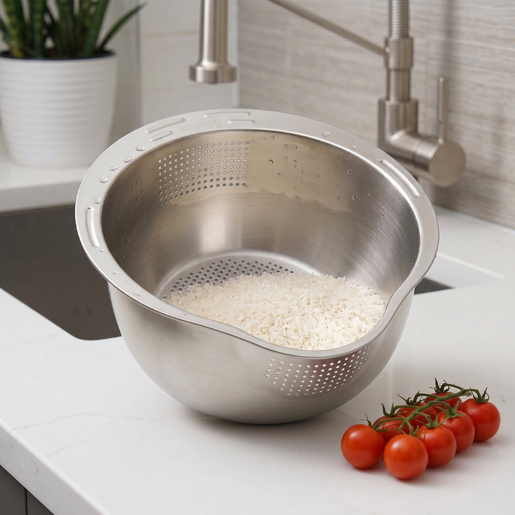 Stainless Steel Rice Washer & Strainer Bowl