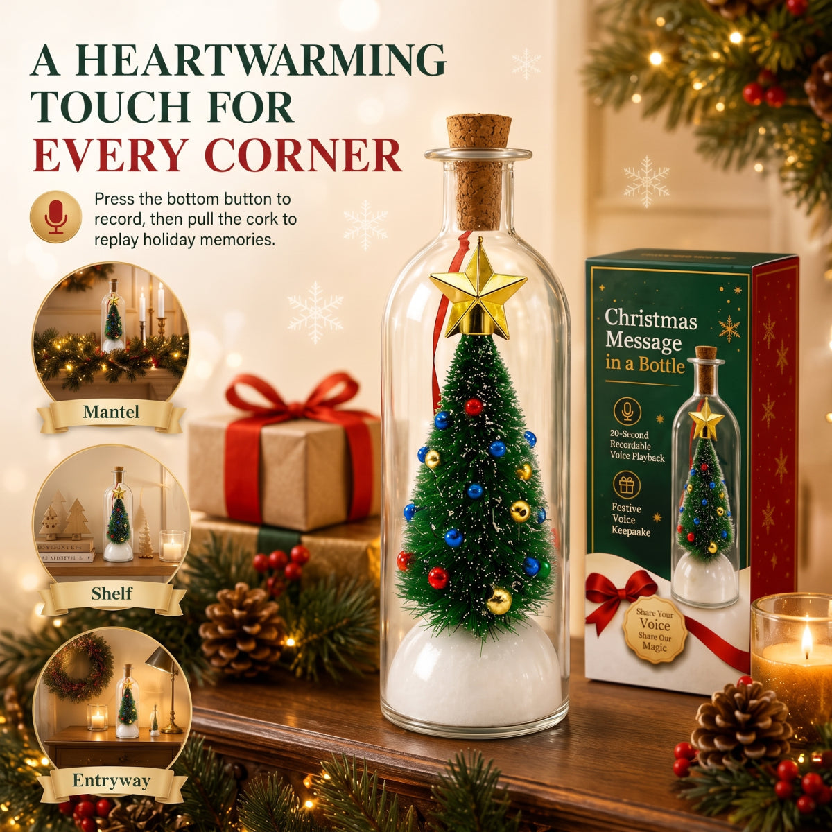 Recordable Christmas Glass Bottle