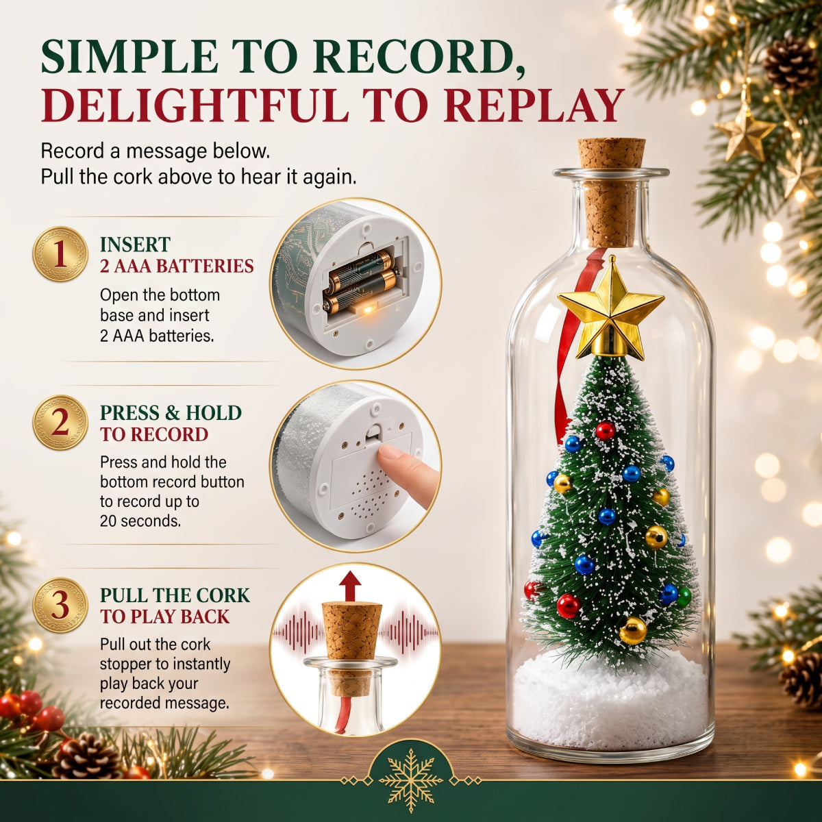 Recordable Christmas Glass Bottle