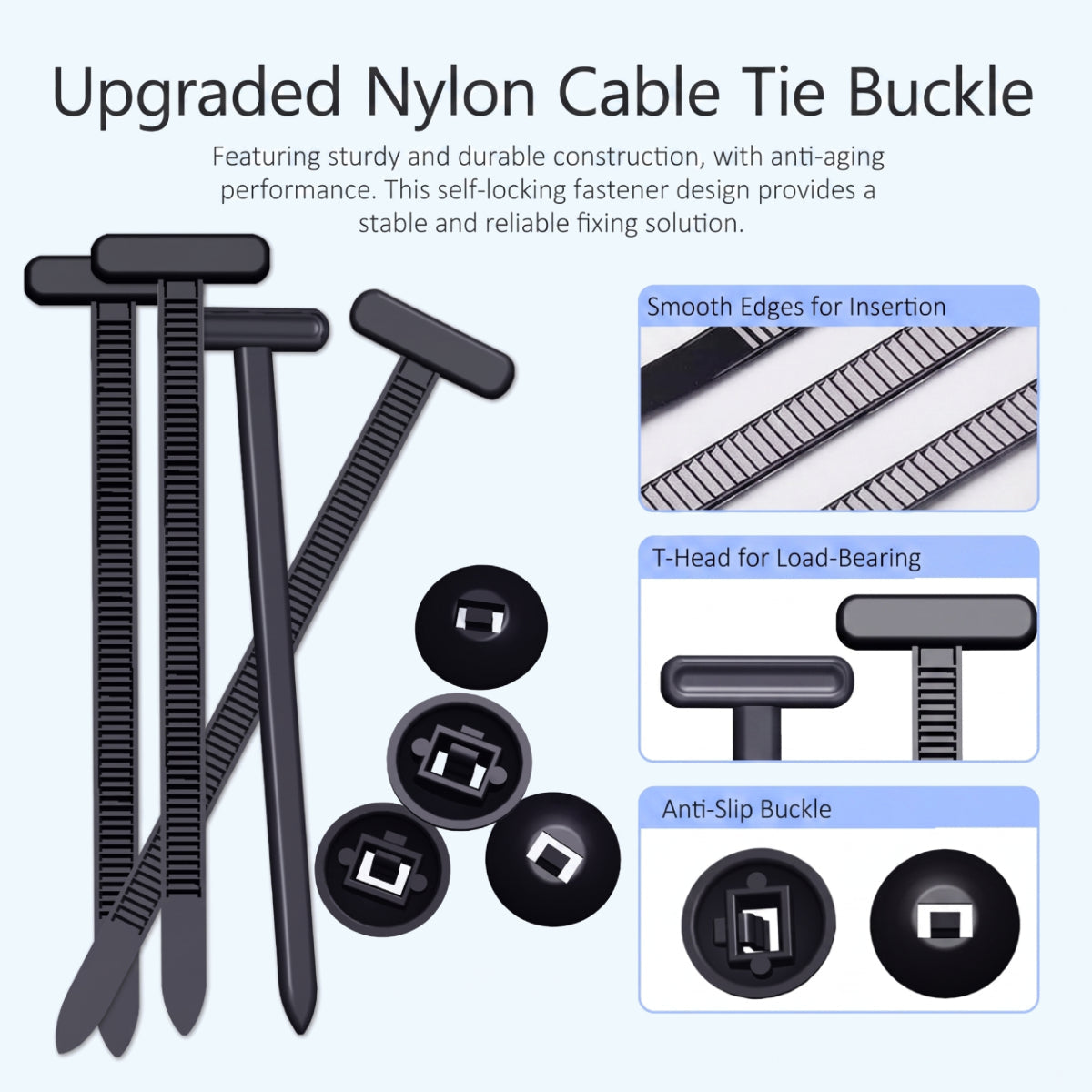 100PCS Universal Nylon Cable Tie Buckles