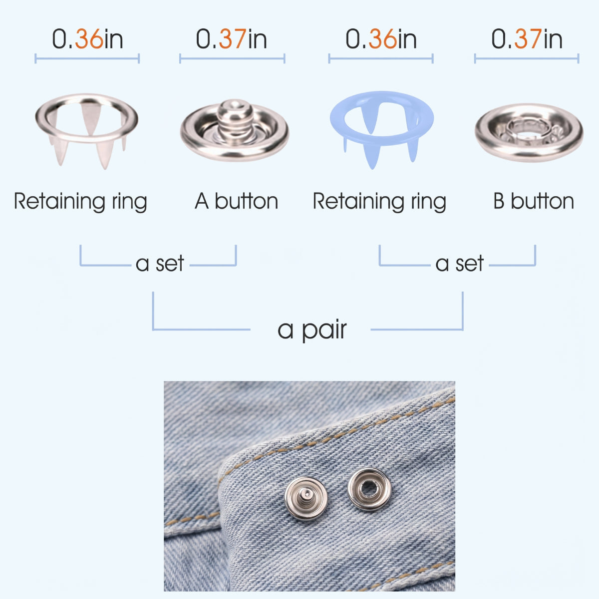 100-Set Metal Snap Button Kit