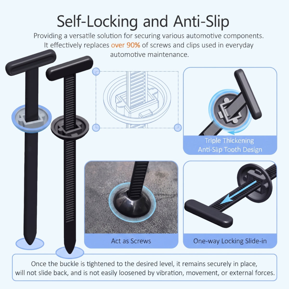 100PCS Universal Nylon Cable Tie Buckles