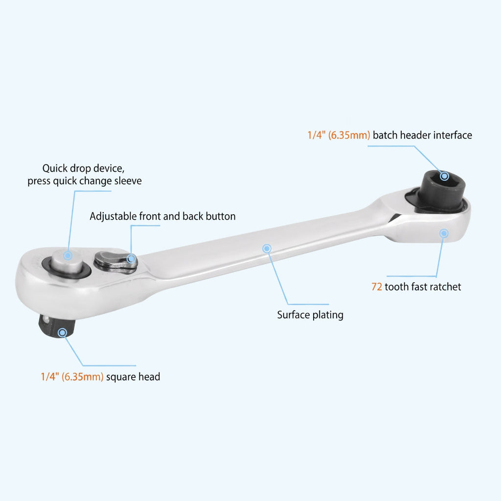1/4-Inch Mini Dual-Head Ratchet Wrench