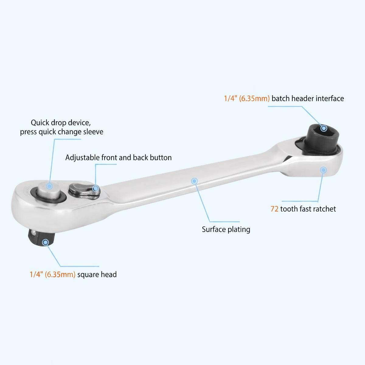 1/4-Inch Mini Dual-Head Ratchet Wrench