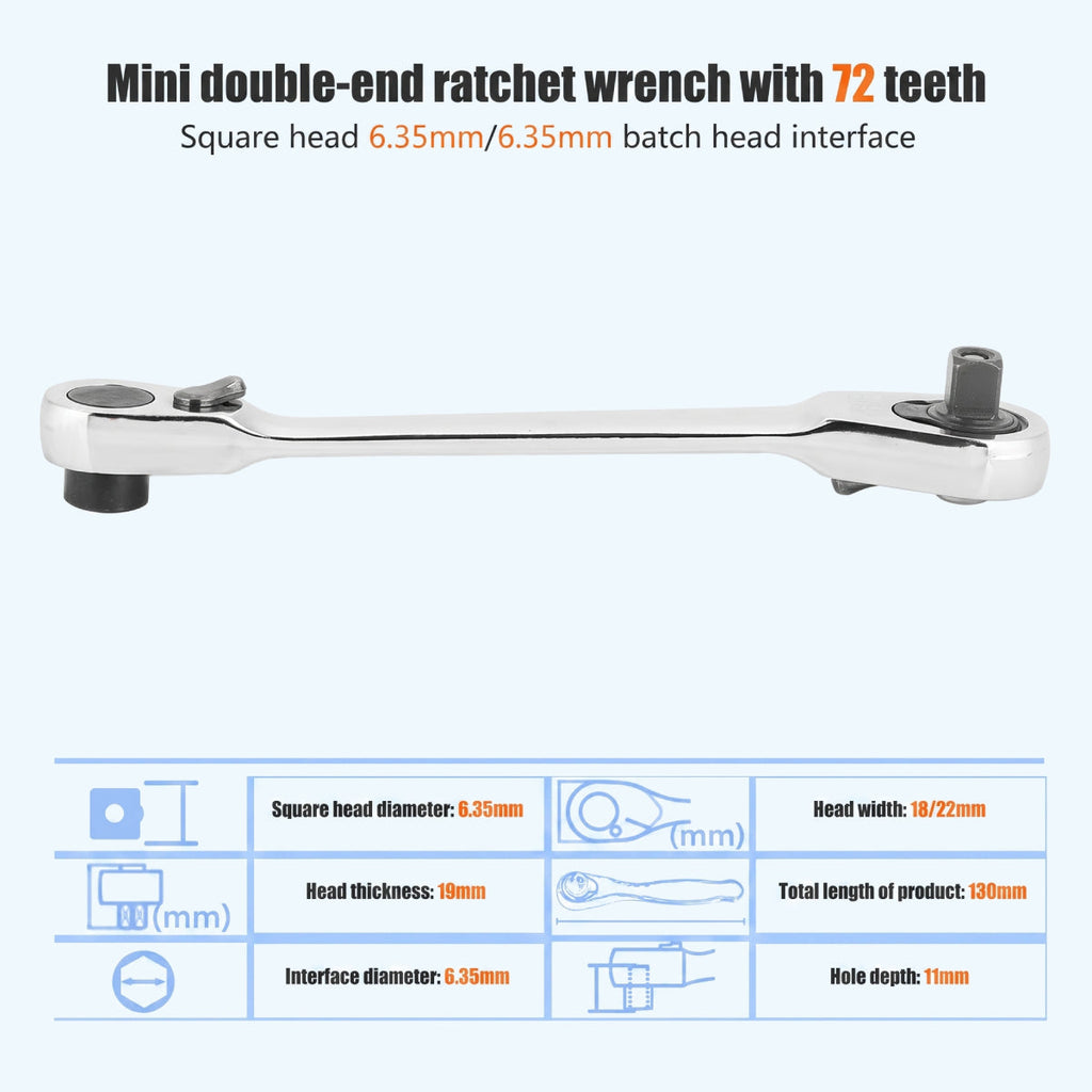 1/4-Inch Mini Dual-Head Ratchet Wrench