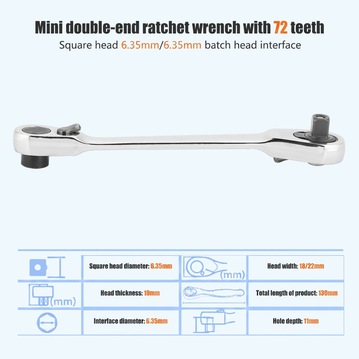 1/4-Inch Mini Dual-Head Ratchet Wrench