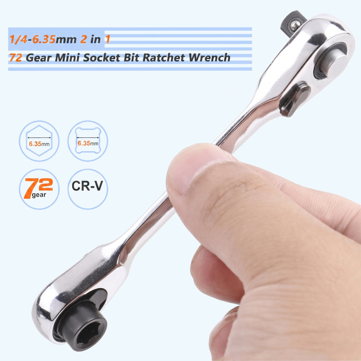 1/4-Inch Mini Dual-Head Ratchet Wrench