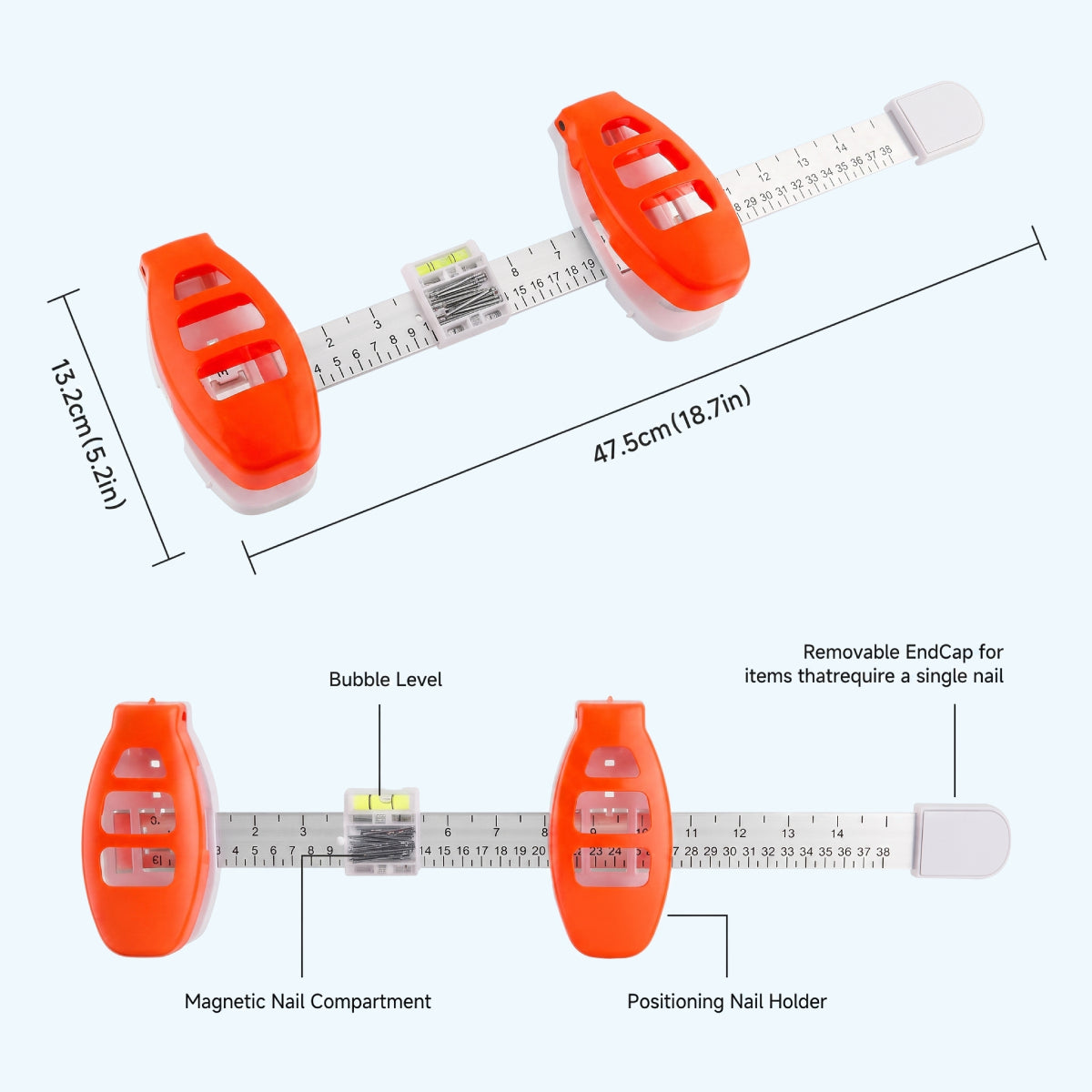 Picture Hanging Tool with Level & Ruler