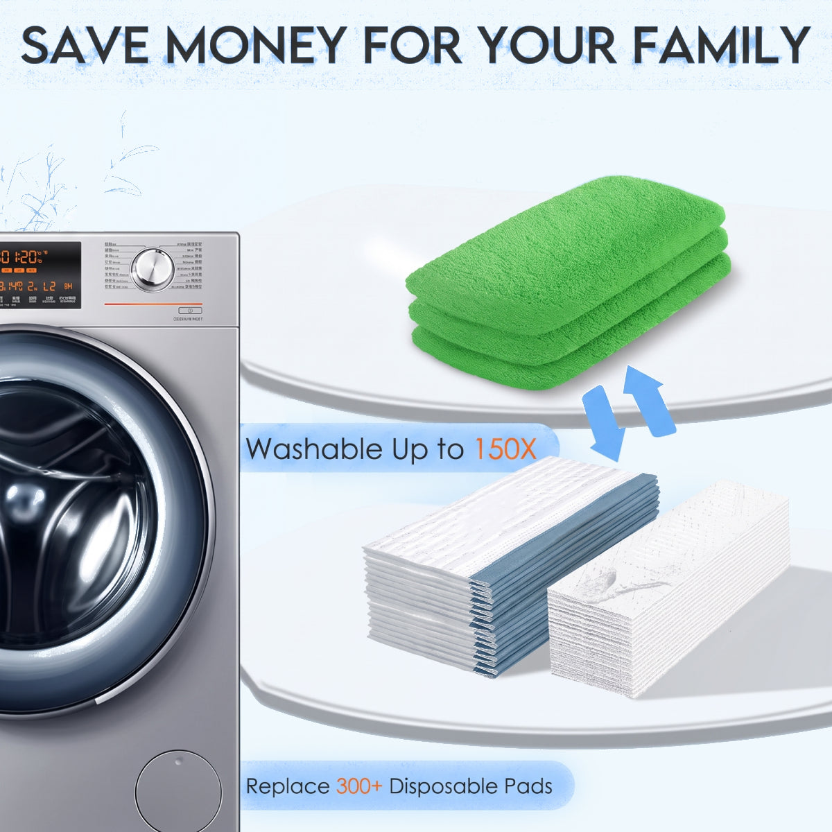 Reusable Microfiber Mop Pads - 4 PCS