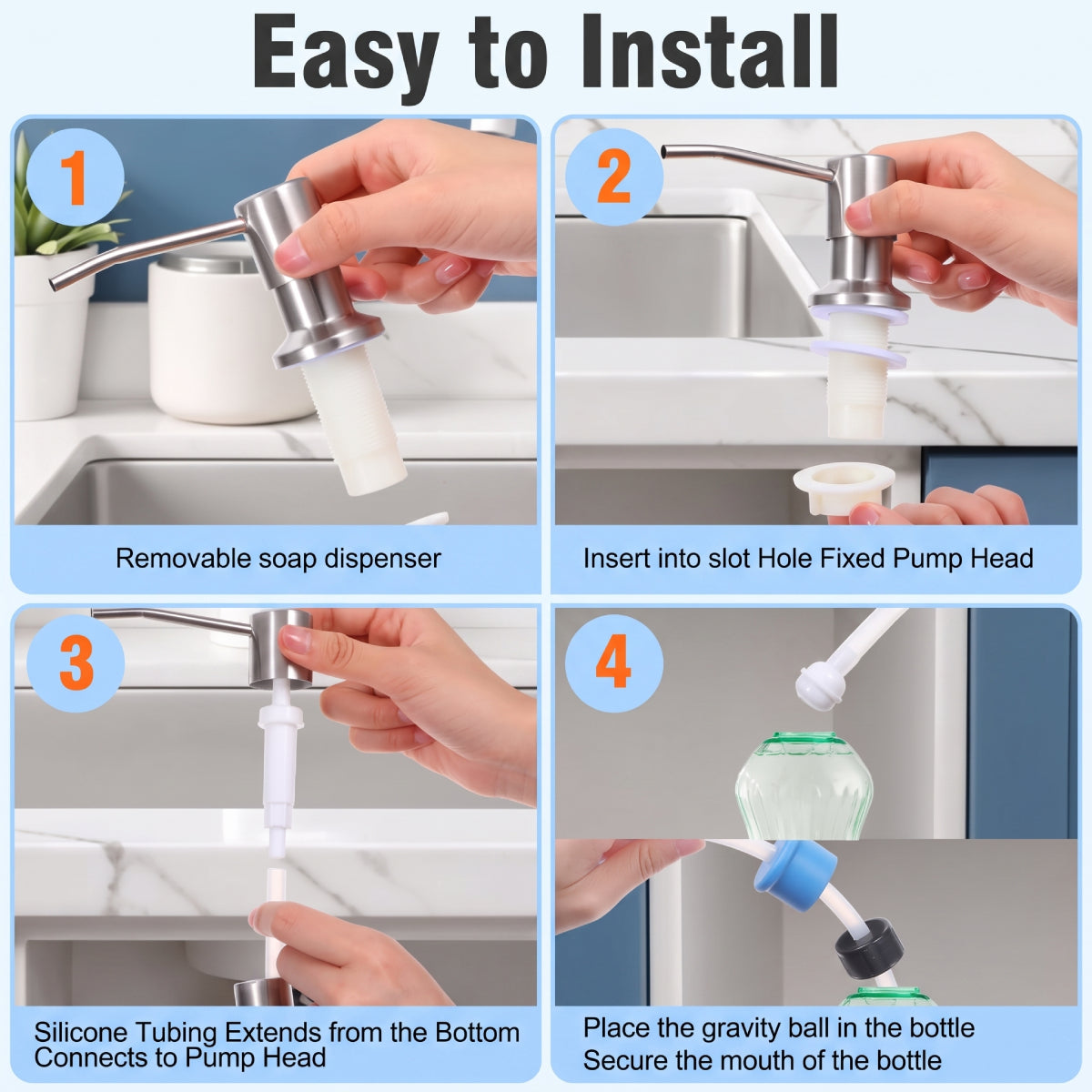 Kitchen Sink Soap Dispenser with Extension Tube