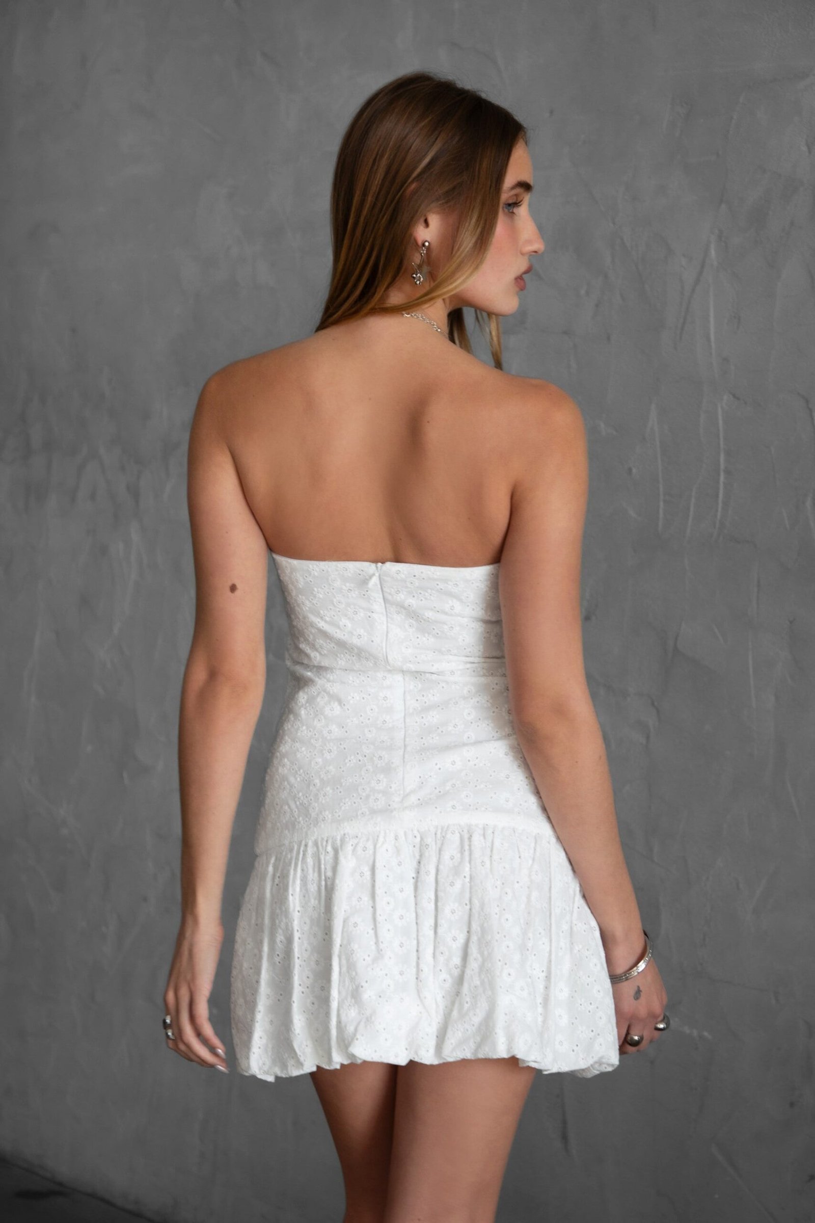 Madelynn Strapless Bubble Hem Mini Dress - Image 5