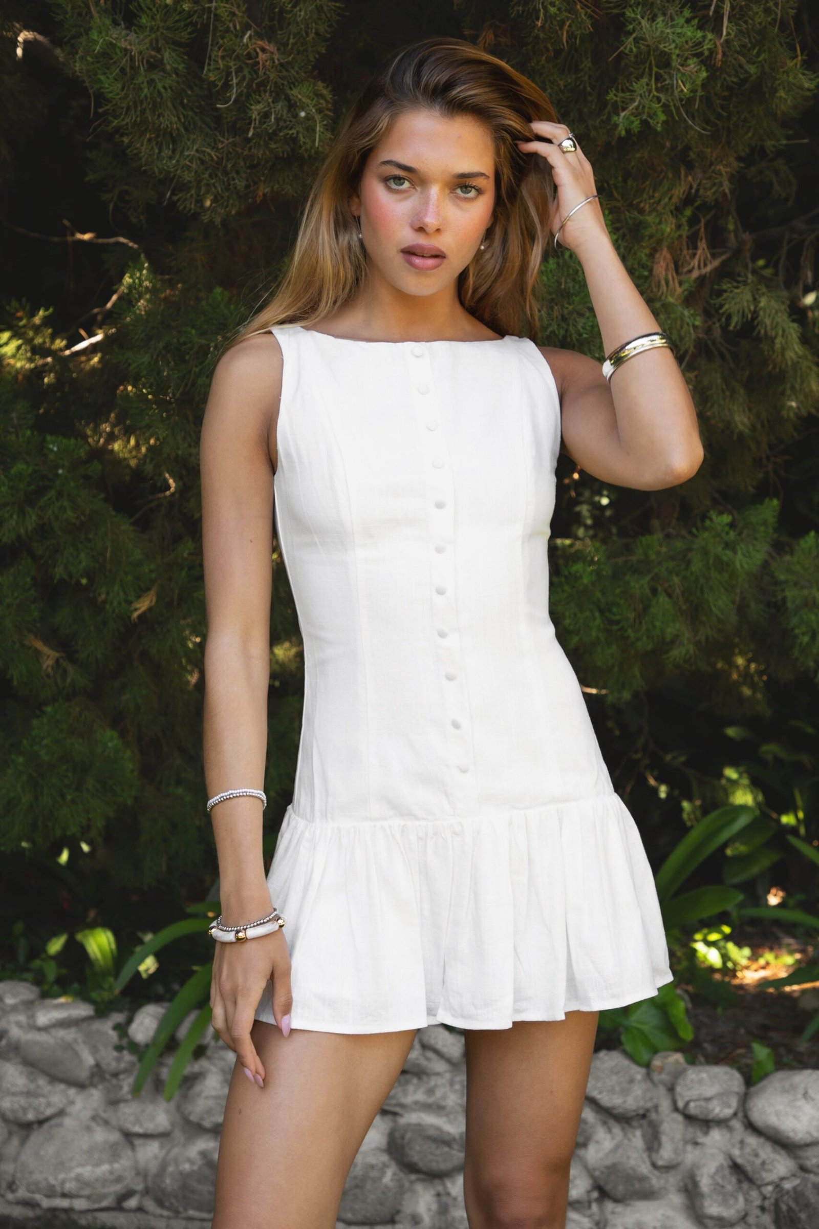 LINARA Low Drop Waist Boat Neck Mini Dress - Image 6