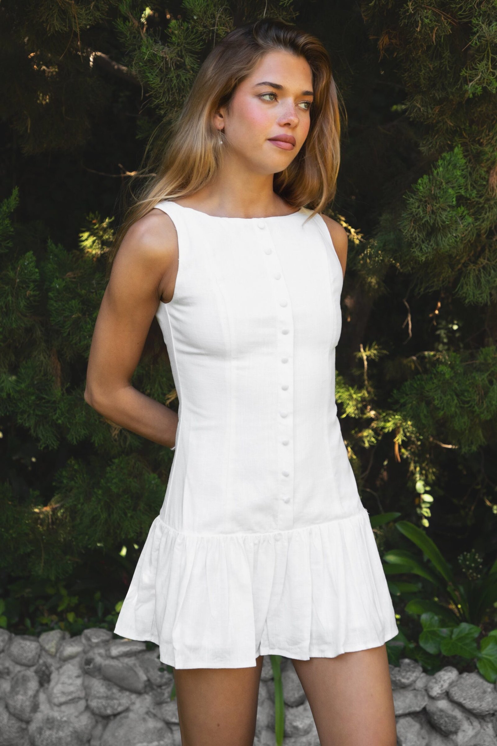 LINARA Low Drop Waist Boat Neck Mini Dress - Image 7